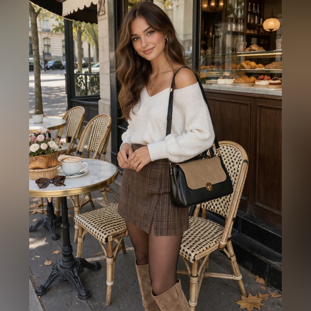 Elegant Brown and Tan Handbag - Picture 2 of 12